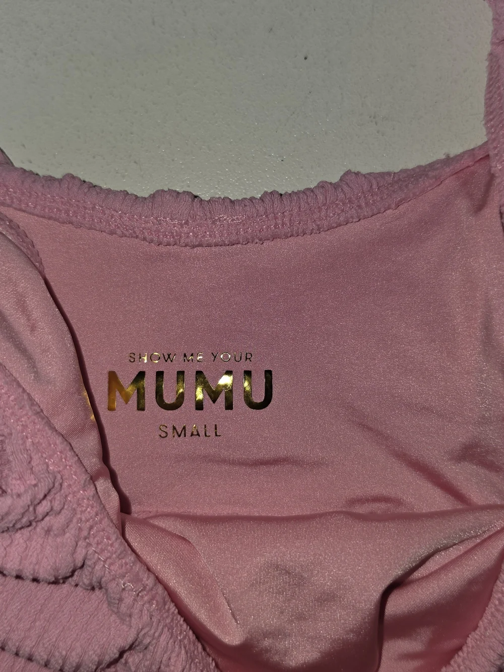Show Me Your MuMu Pink Ruffle Off-Shoulder Crop Swim